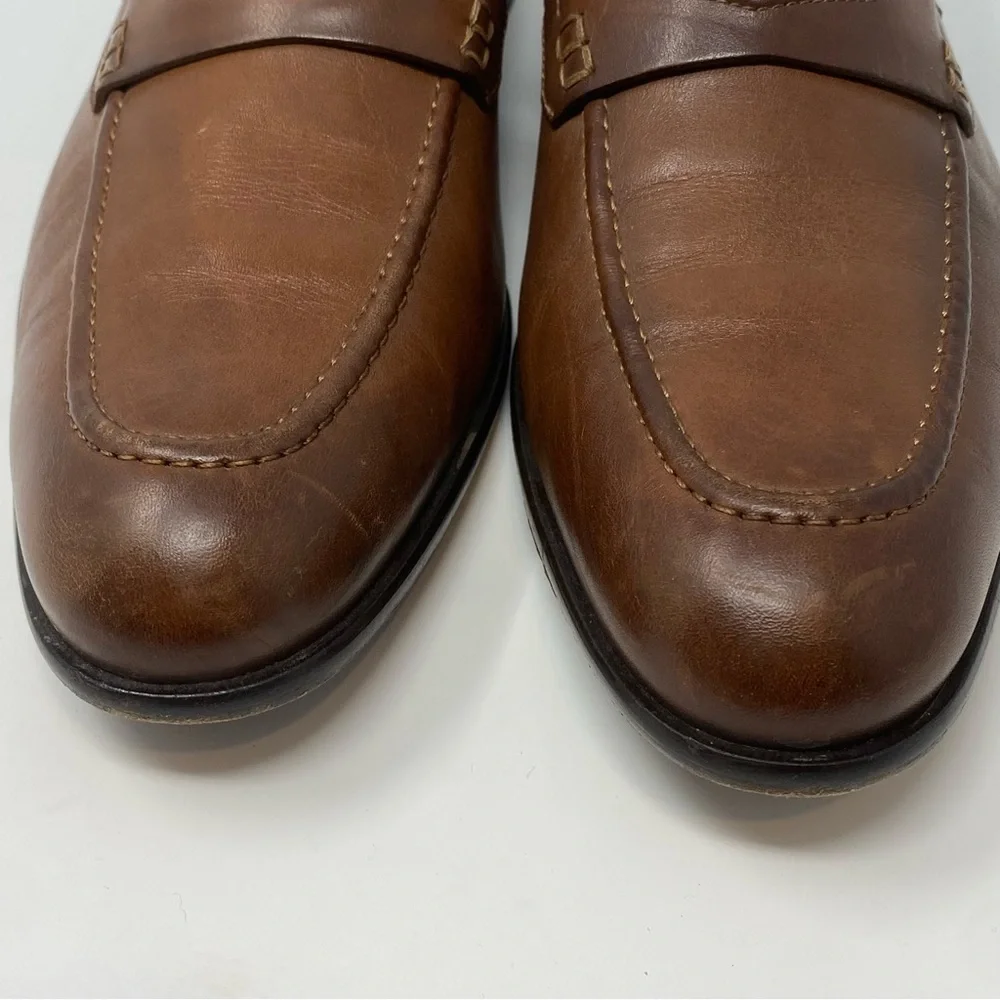 HUGO BOSS Penny Loafers Men's Brown Leather Dress Highline Slip On
